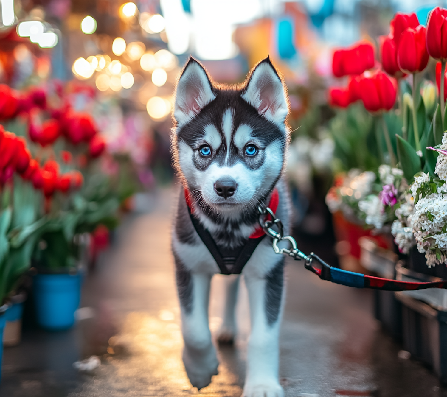 Husky Puppy in the Marketplace