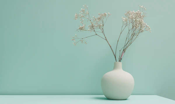 Minimalist Still Life with Vase and Dried Flowers