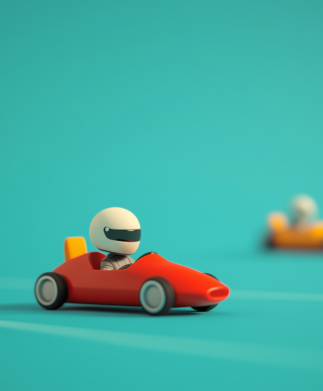 Stylized Illustration of Character Racing Toy Car