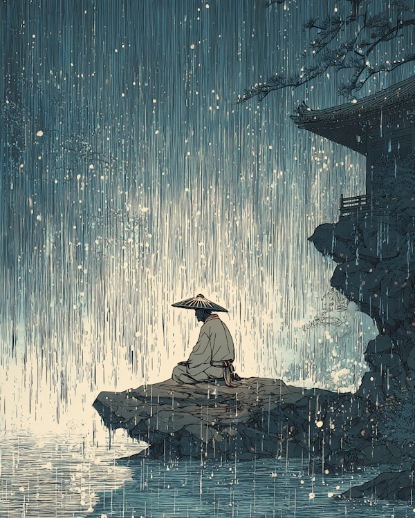 Contemplative Rain Scene