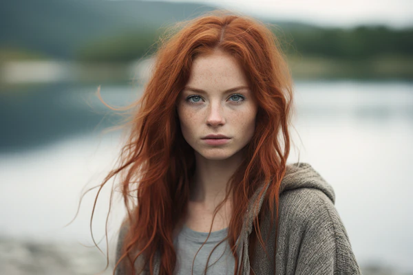 Serene Redhead by the Waterside