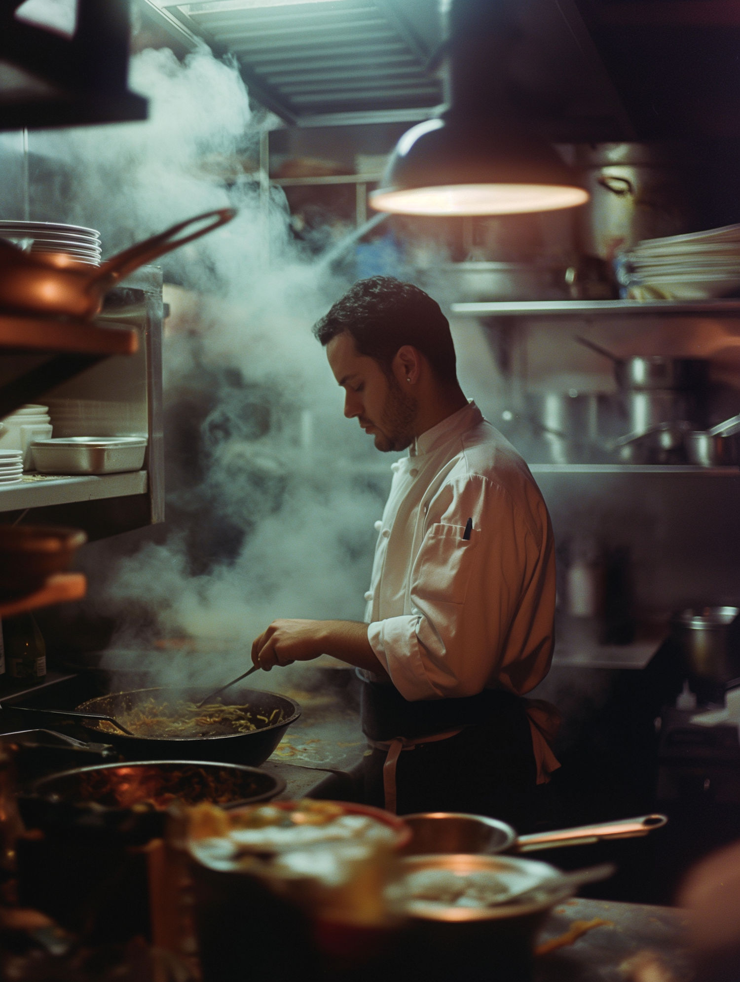 Chef Cooking in Professional Kitchen