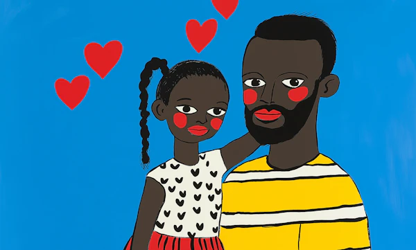Stylized Illustration of Man and Child