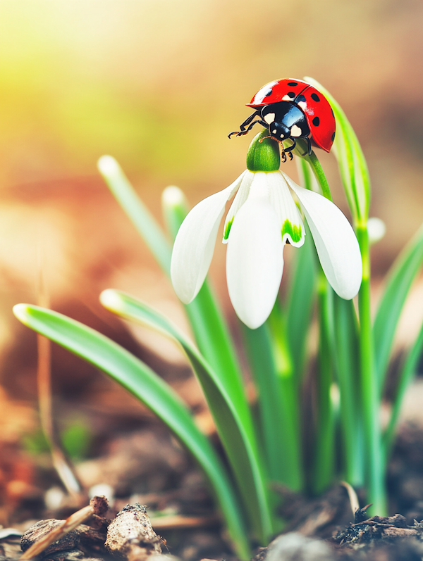 Ladybug on Snowdrop