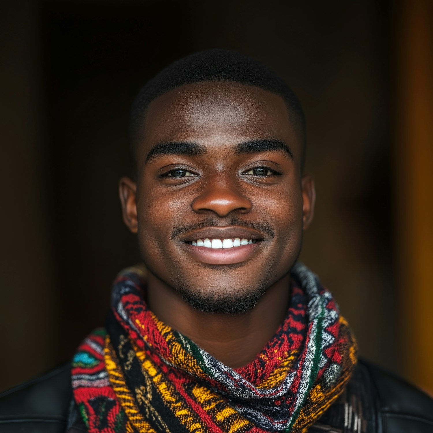 Portrait of a Young Man with Colorful Scarf