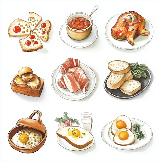 Illustrated Food Grid