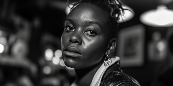 Black and White Portrait of African Female