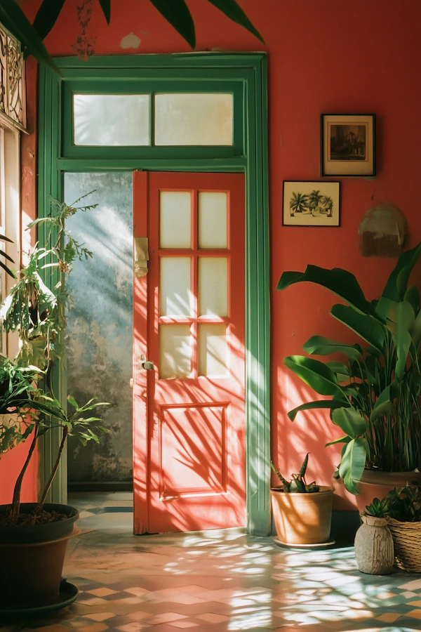 Vibrant Interior with Red Door