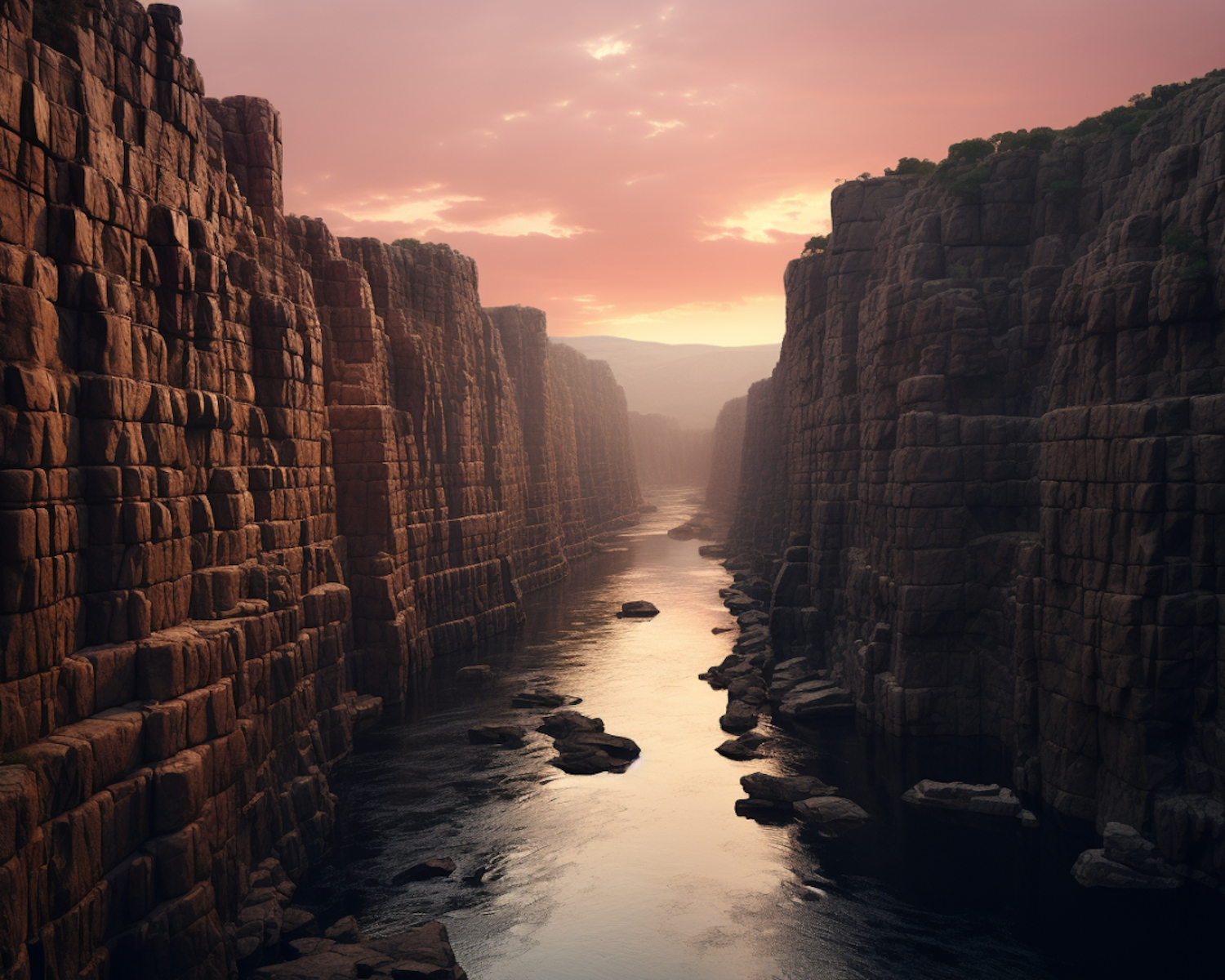 Sunset at the Basalt Pillars Canyon