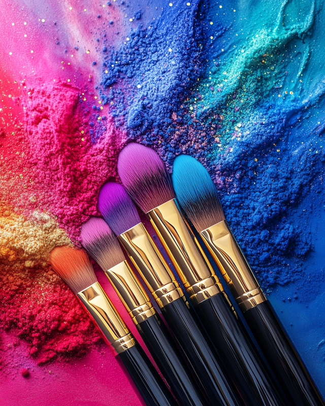 Vibrant Makeup Brushes and Pigments