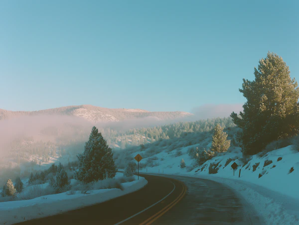 Serene Snow Road Landscape