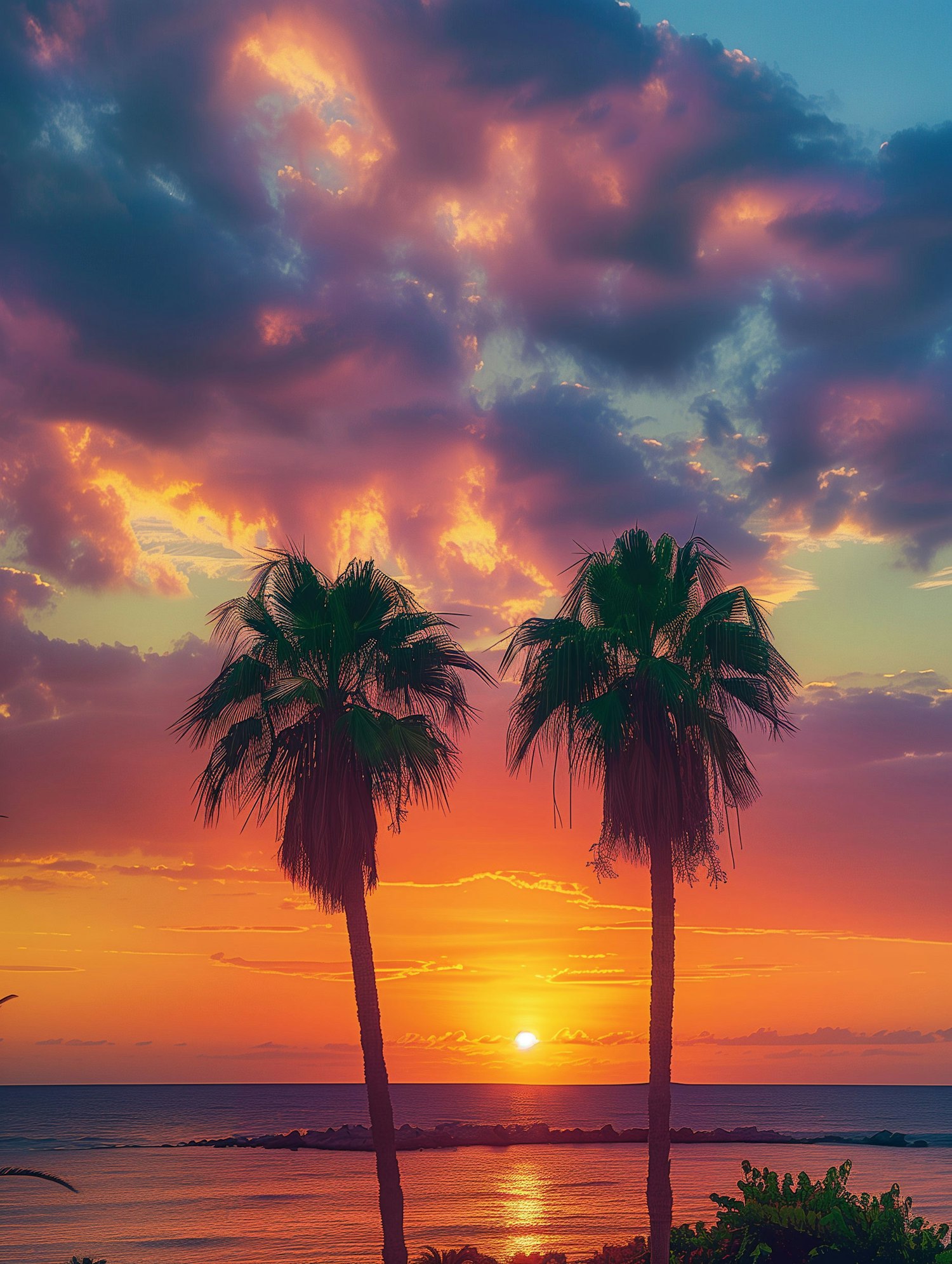 Seaside Sunset Silhouette