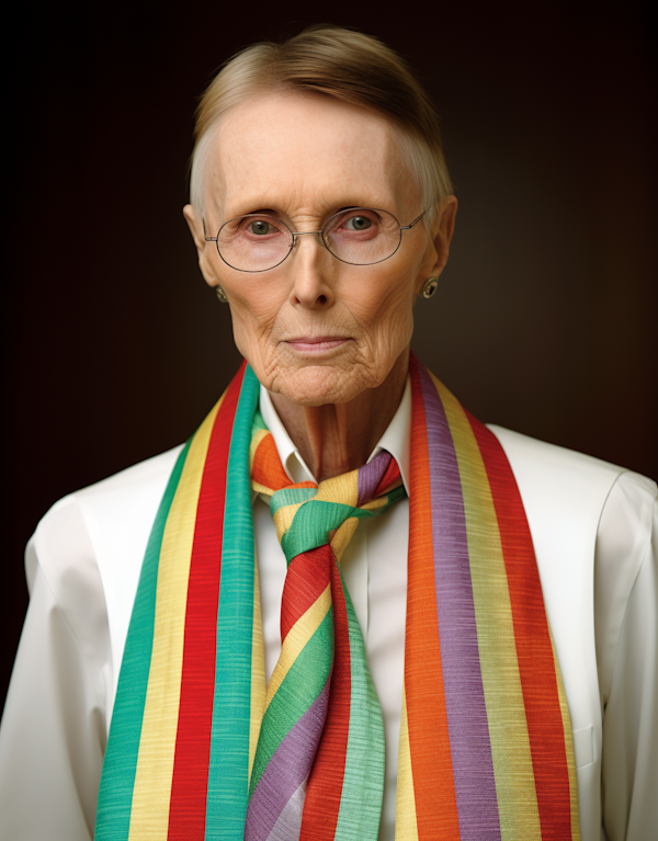 Elegant Matriarch with Rainbow Tie