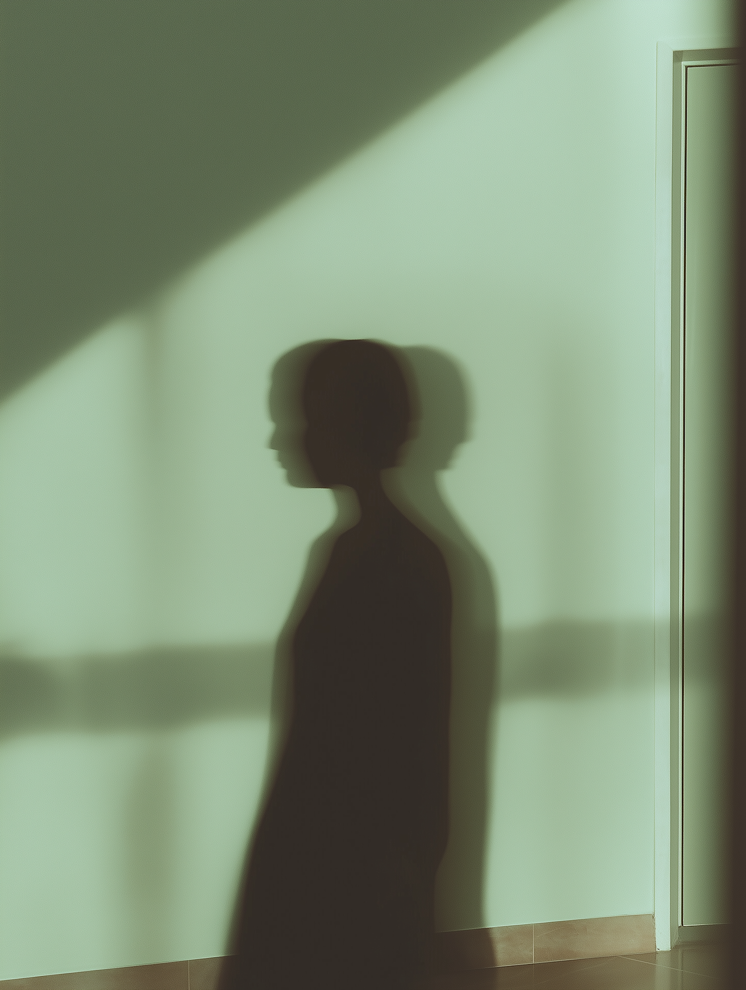 Shadow Silhouette on Green Wall