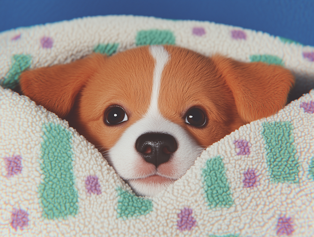 Adorable Puppy in Cozy Blanket