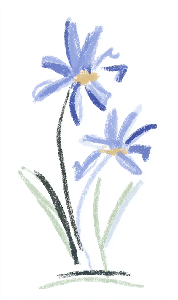 Blue Flowers Illustration