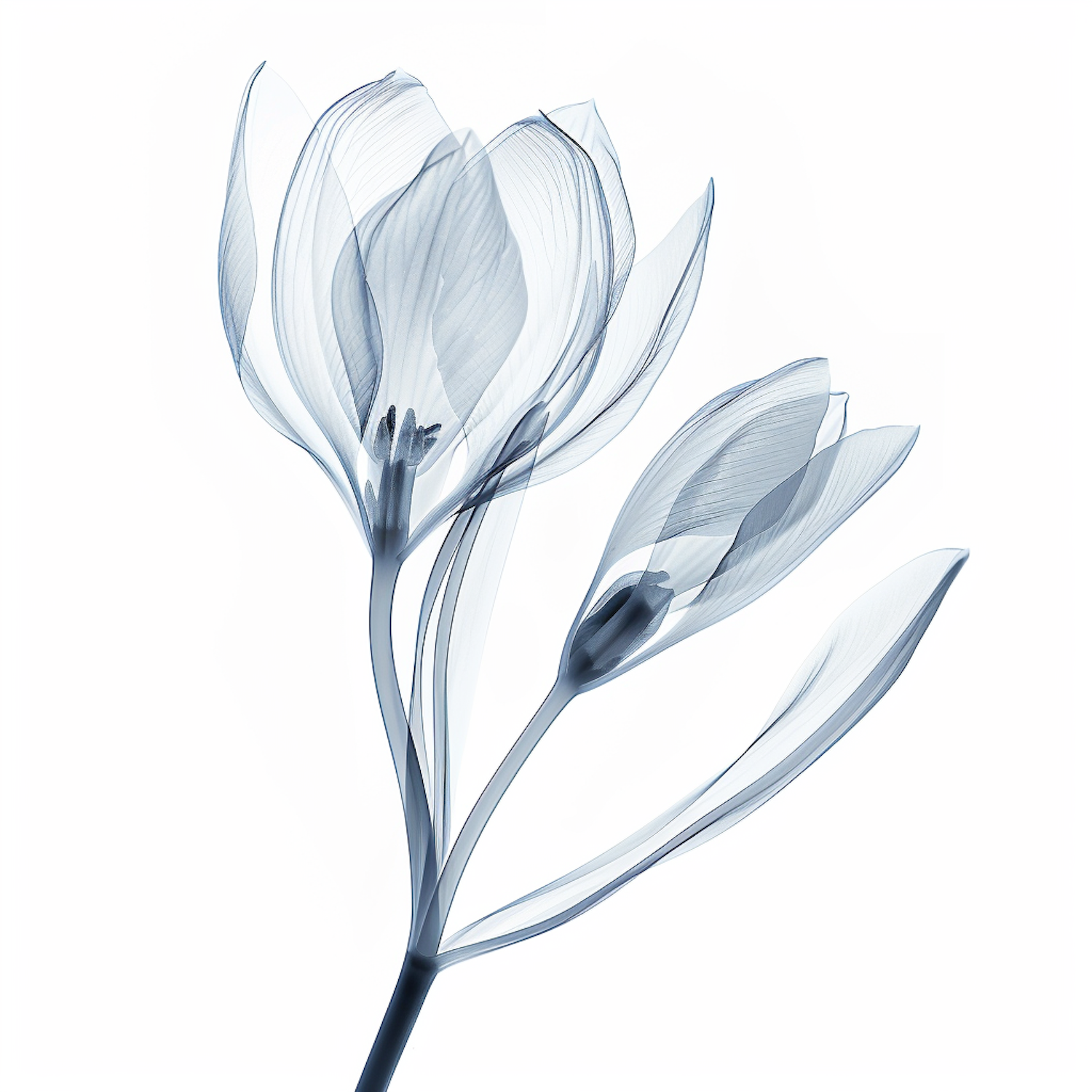 Radiograph-Style Monochrome Tulips