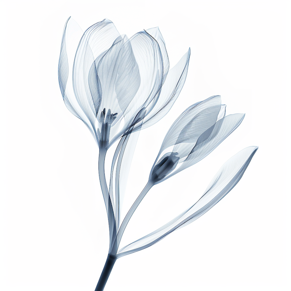 Radiograph-Style Monochrome Tulips