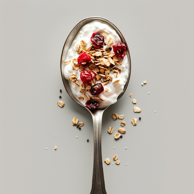 Healthy Greek Yogurt with Granola and Cherries