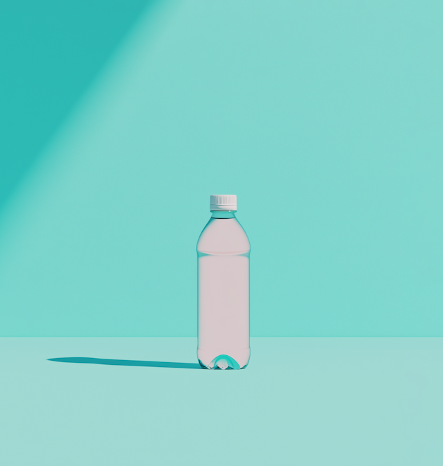 Minimalist Water Bottle on Turquoise Background