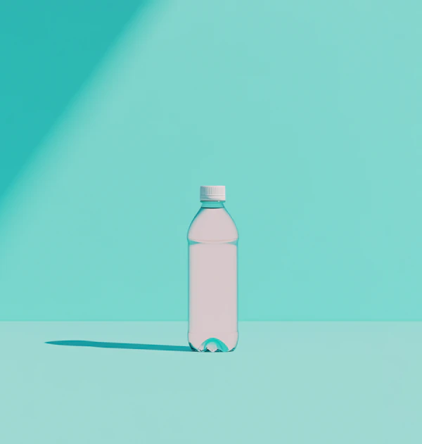 Minimalist Water Bottle on Turquoise Background