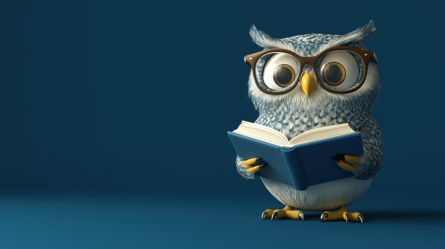 Cartoonish Owl with Book