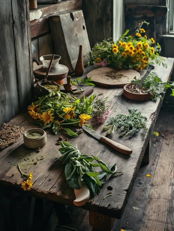 Traditional Apothecary Herb Arrangement