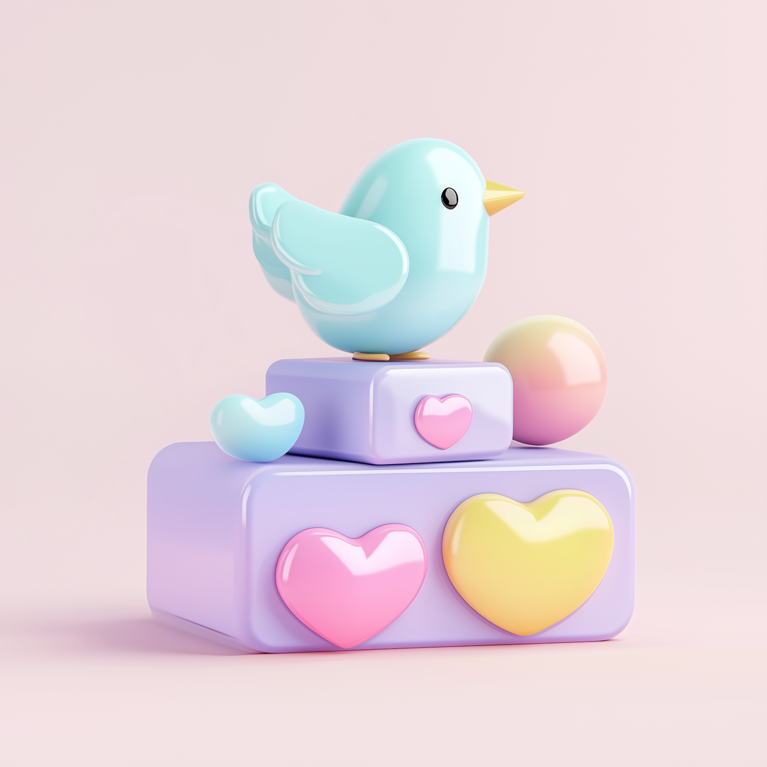 Pastel Bird on Blocks