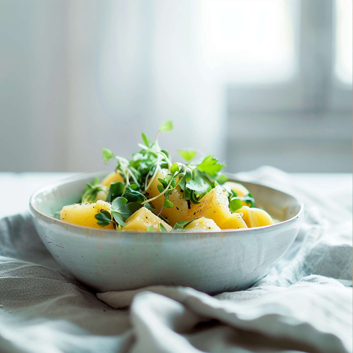 Fresh Healthy Salad in Ceramic Bowl