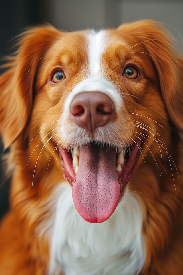 Cheerful Red and White Dog