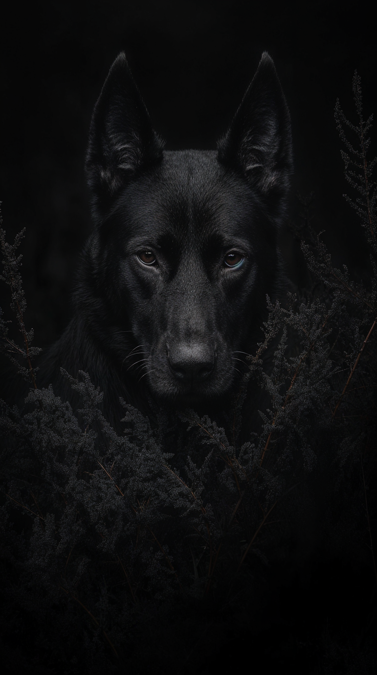 Intense Black Dog Portrait