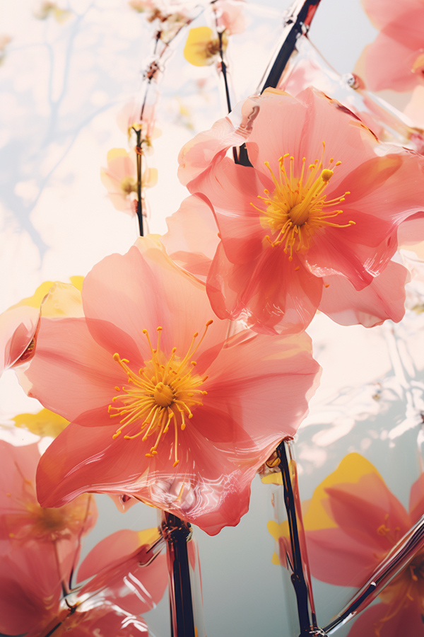 Illuminated Pink Blossoms in Ethereal Serenity