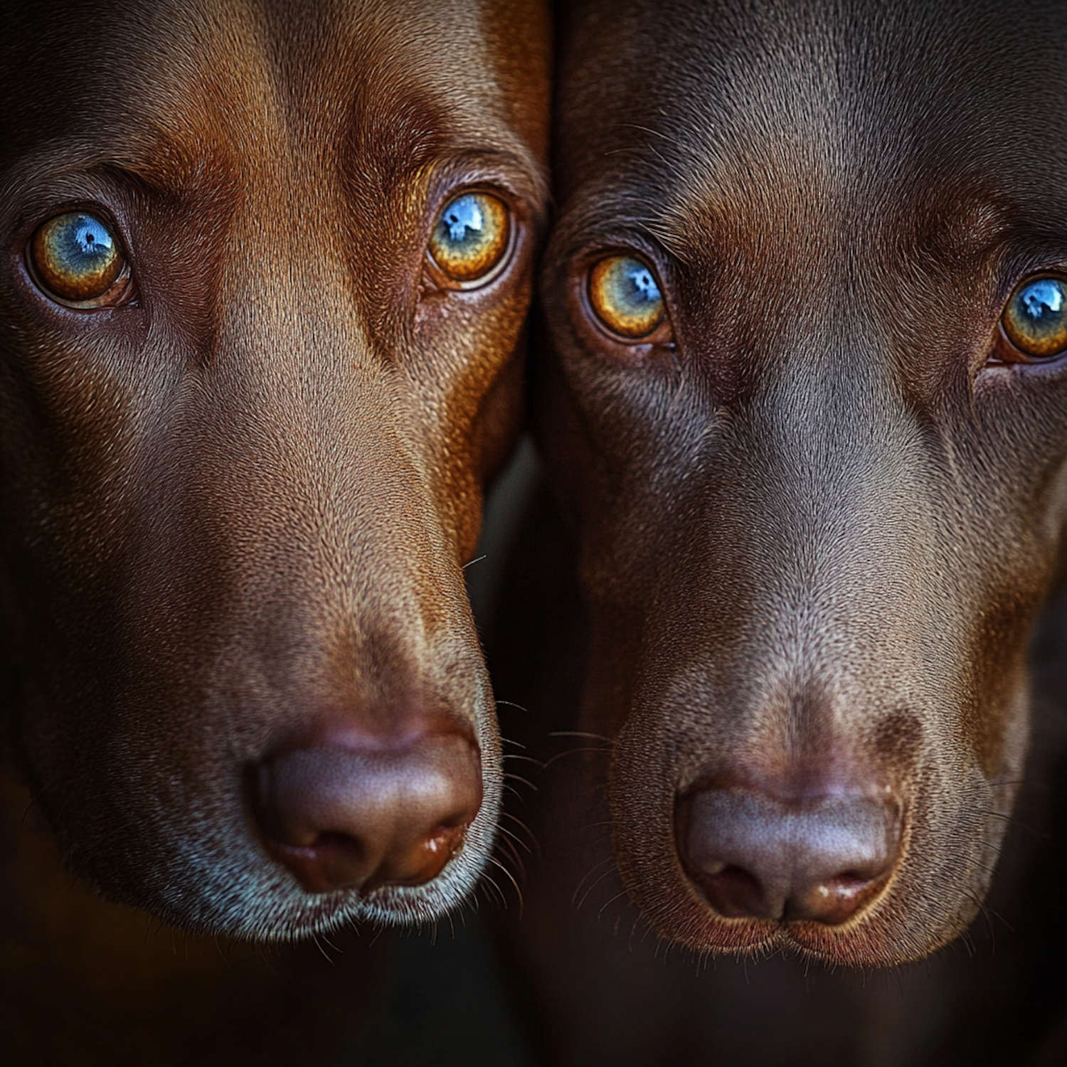 Companionship of Brown-Coated Dogs