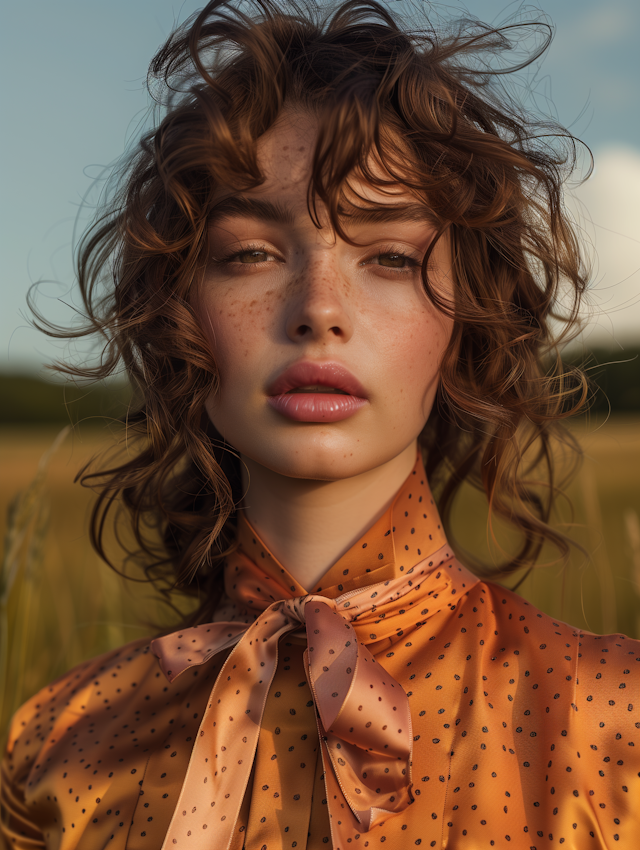 Dreamy Sunset Portrait of a Young Woman