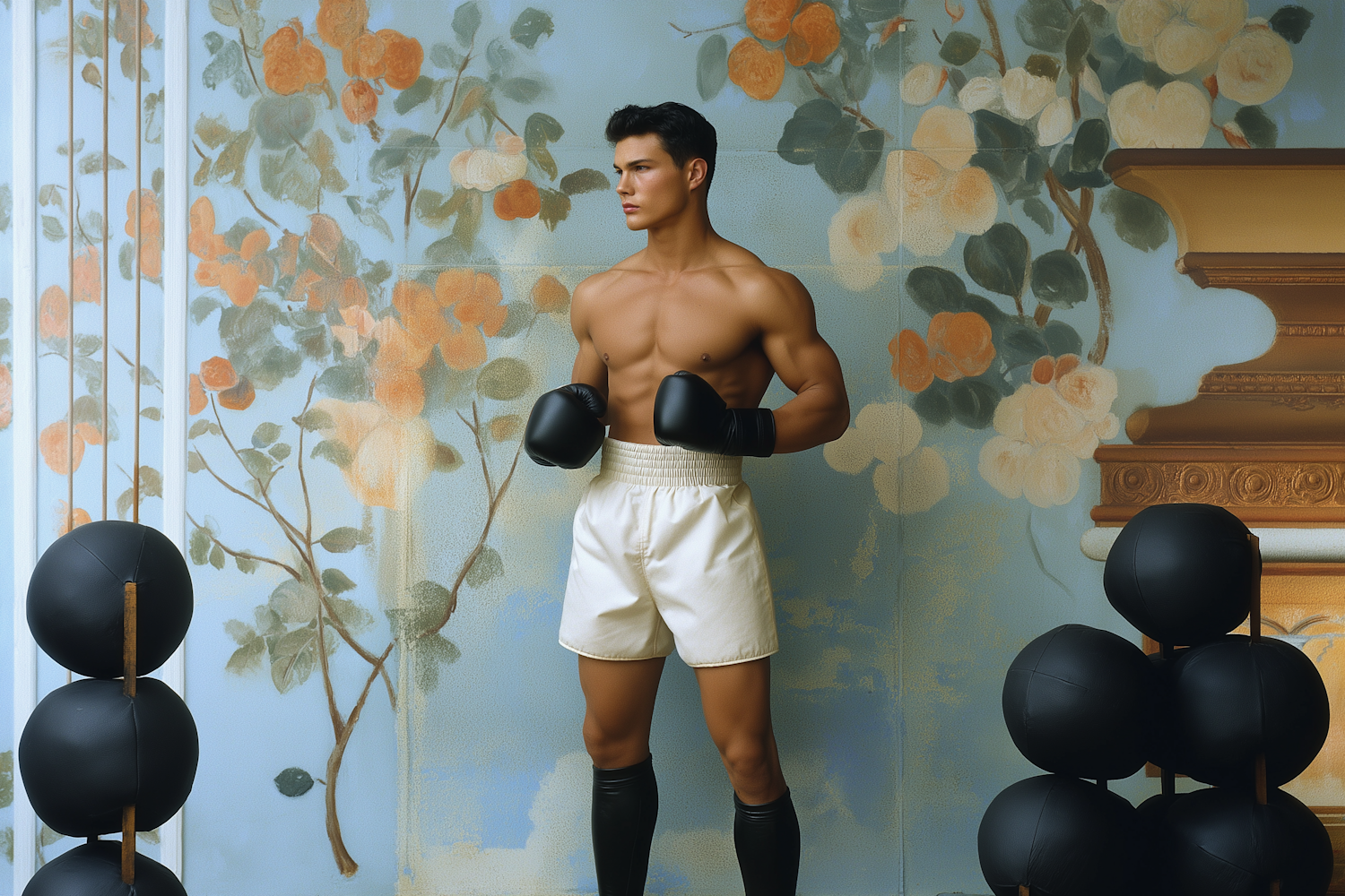 Boxer with Floral Mural