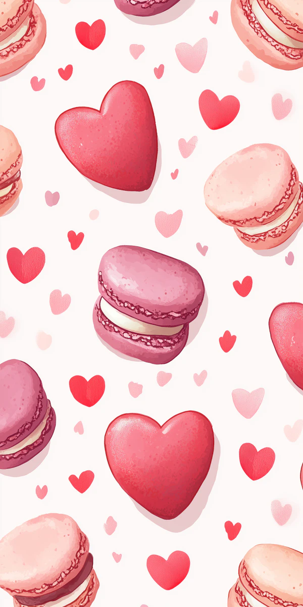 Playful Macarons and Hearts Pattern