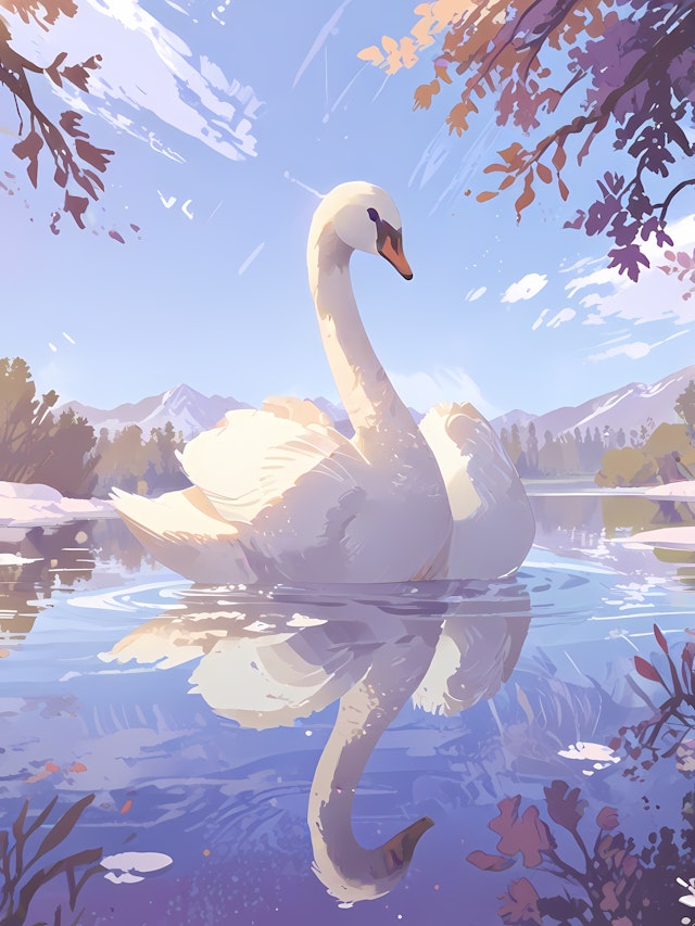 Swan on Serene Lake