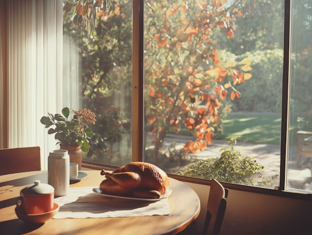 Cozy Dining Scene with Roasted Turkey