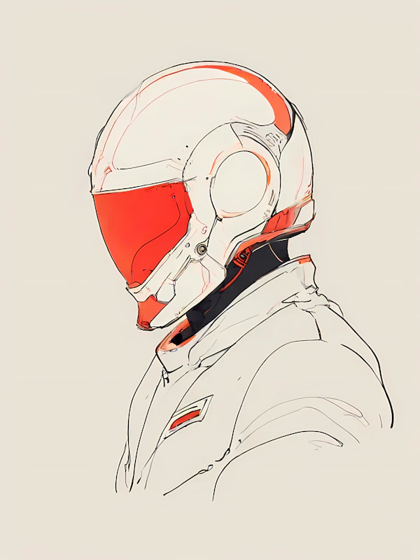Futuristic Helmet and Suit Illustration