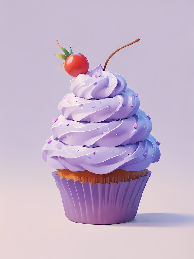 Whimsical Purple Cupcake