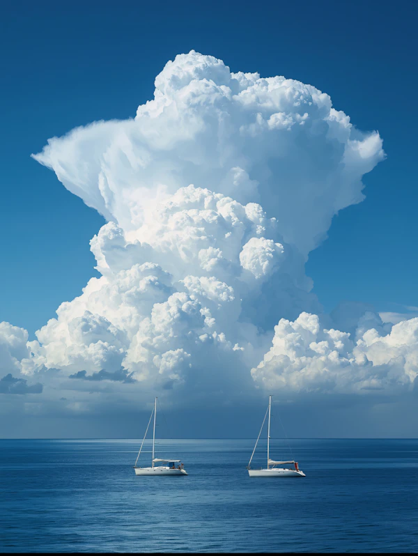 Sailboats on Calm Ocean