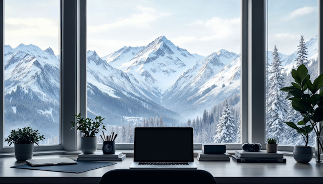 Workspace with Mountain View