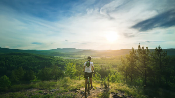 Contemplative Biker at Sunset