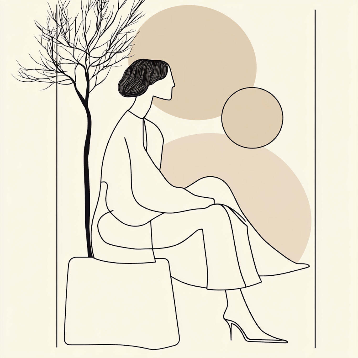 Elegant Seated Woman Illustration