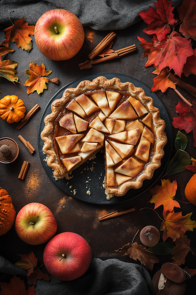 Autumn-Themed Apple Pie Scene