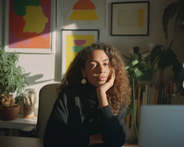 Thoughtful Woman at Desk
