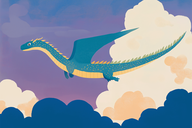 Whimsical Dragon in Dreamy Sky