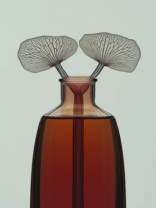 Amber Bottle with Leaves