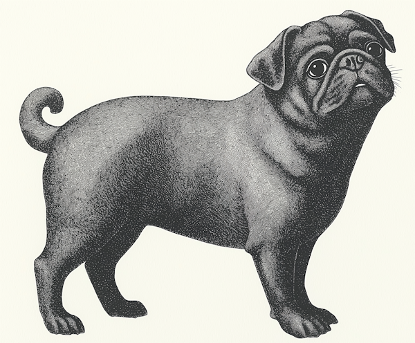 Monochrome Pug Illustration