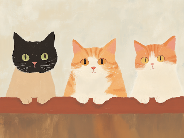 Three Cats Lined Up